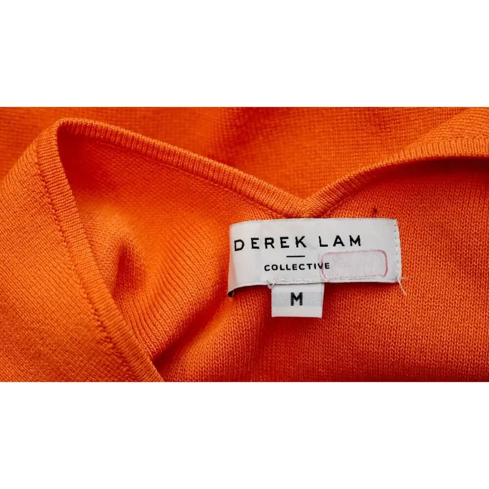 Derek Lam 10 Crosby Orange Midi Dress V-Neck Sleeveless Pull-On Sz M - Picture 8 of 11